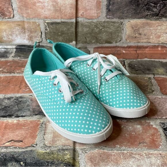 5 for $25🔥Size 4 Girls Polka Dot Turquoise NWT Sneakers - Picture 2 of 9